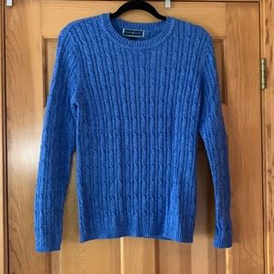 Karen Scott blue cable knit crew neck sweater